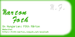 marton foth business card